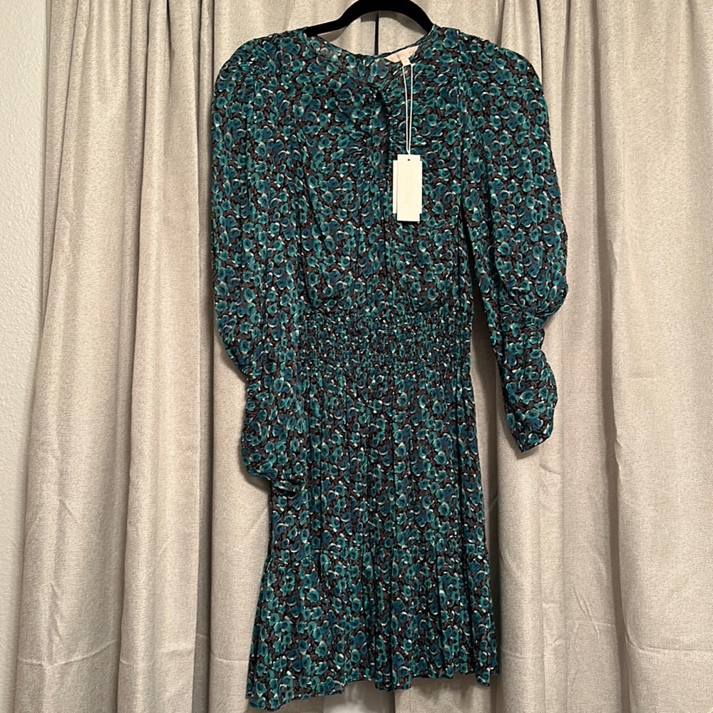 NWT silk Rebecca Taylor cinched waist dress size M